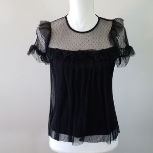 WHBM Blouse with Ruffles Mesh Lace